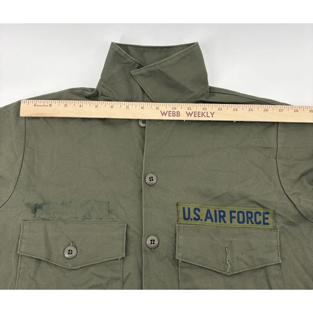 US Air‎ Force OG-507 Utility Shirt Vintage 70s Military Olive Green Vietnam Poly